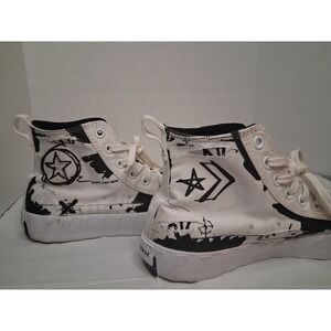 Converse High Top Platform Sneakers Graphic Print White Fashion‎ Size M 8  W 10
